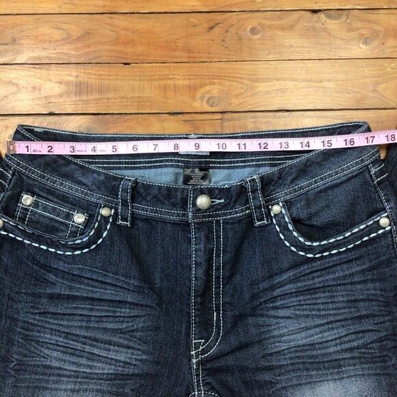 SUKO Women’s Jeans Size 12 Dark Blue High Rise Bling Rhinestone Western Denim - Picture 11 of 15